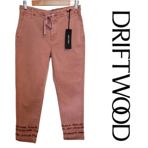🆕️ Driftwood Embroidered Stitch Cuffed Leg Khaki Pants in Mauve
